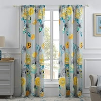 Global Trends Wildflower Delight Contemporary Curtain Panels, Set of 2, Gray, 94-inch Long