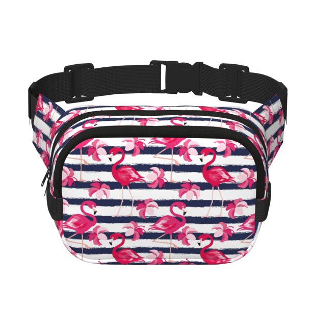 Fotbe Flamingos Cangurera Cuadrada con Estampado de Doble Capa, Bolsa de Cintura Ajustable Mini para Hombres y Mujeres