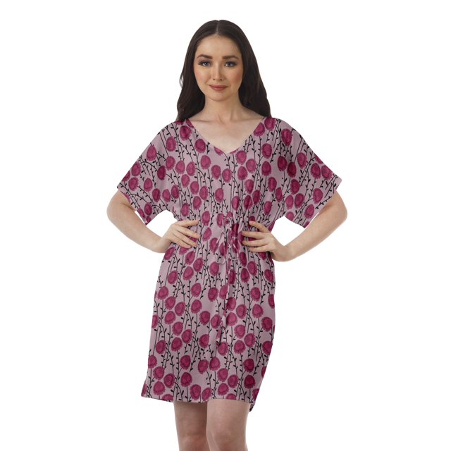 Moomaya Robes Modestes Femmes Robe Imprimée Shorts Femmes Col en V Tenue Décontractée
