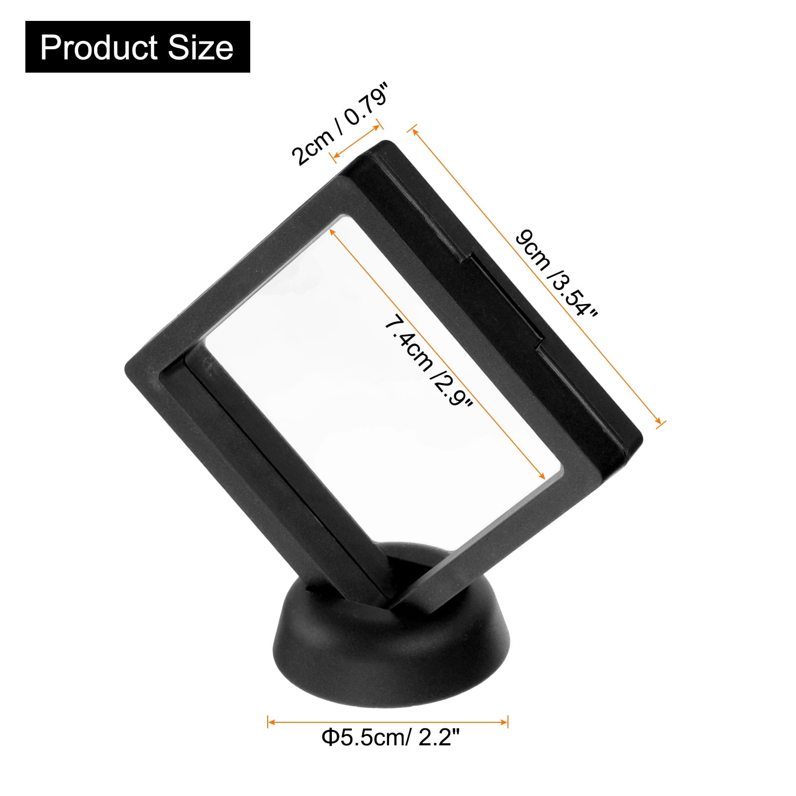 Unique Bargains 4Pcs Floating Frame Display Holder Stand 3.54" x 3.54" x 0.8" Black