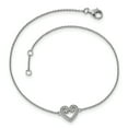 thumbnail image 2 of 925 Sterling Silver 9 Inch Cubic Zirconia Cz Heart Anklet 1 Extender Love, 2 of 7