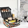 thumbnail image 5 of FORMRS Travel Makeup Bag Large Capacity Train Case Cosmetic Organizer with Adjustable Dividers, Green Geometric, 5 of 8