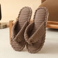 thumbnail image 2 of BRICH Women's Fuzzy Flip Flop Slippers Cozy Open Toe Indoor House Shoes Lightweight Comfy Indoor Outdoor Footwear Coffee 10.5, 2 of 5