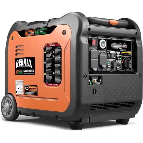 GENMAX GM6000iED Dual Fuel Power Generator, 6000W Low Noise Lightweight Unit, EPA Certified for Home Backup & Outdoor Camping