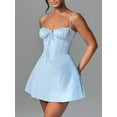 thumbnail image 3 of Musuos Women Summer Mini Cami Dress Sleeveless Back Tie-Up Solid Color Party Dress, 3 of 7