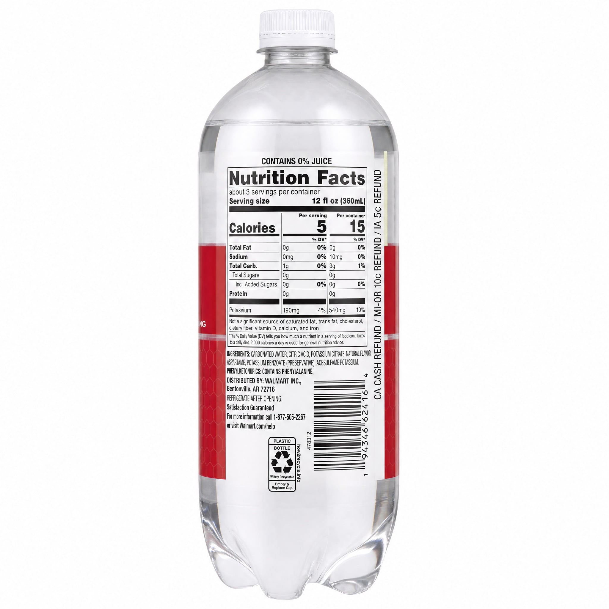 Clear American Strawberry Flavored Sparkling Water, 33.8 fl oz Bottle