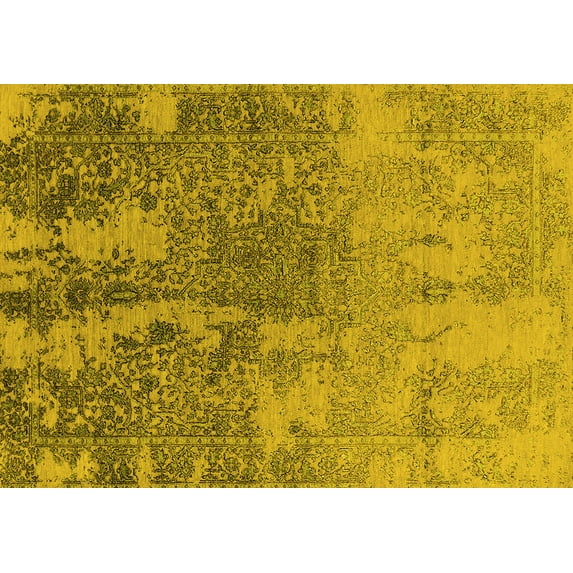 Ahgly Company Indoor Rectangle Oriental Yellow Industrial Area Rugs, 7' x 10'