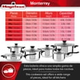 thumbnail image 2 of MAGEFESA Ensemble de Batteries de Cuisine Monterrey, 12 Pcs, en Acier Inoxydable avec Poignées en Bakélite Résistante à la Chaleur, 6 Couvercles en Verre Résistants avec Anneaux en Acier Inoxydable et Évents de Vapeur, Nettoyage Facile, 2 of 6
