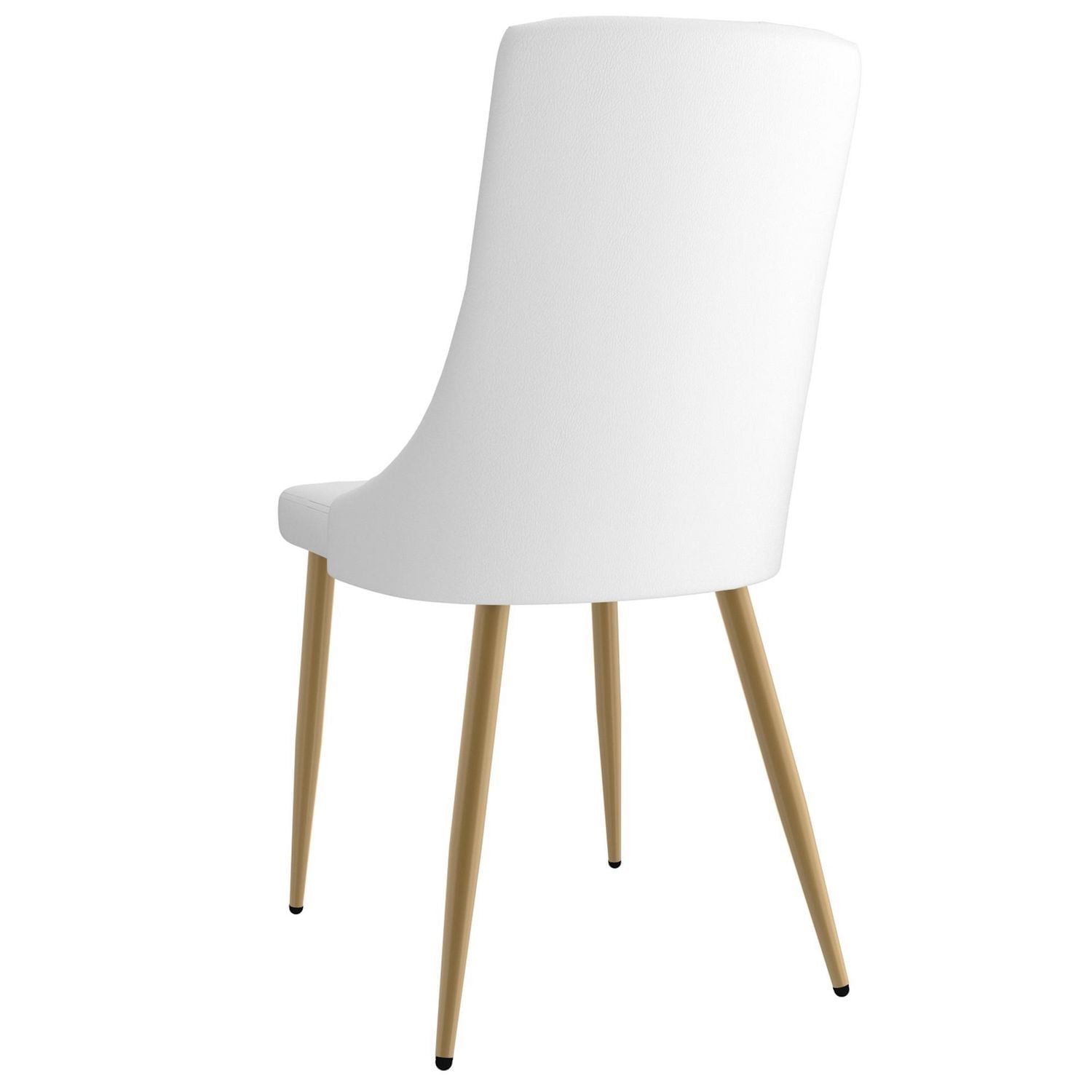 Set of 2 Contemporary Faux Leather and Metal Side Chair in White and Gold