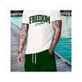 thumbnail image 1 of Conjunto de camiseta y pantalón corto casual FREEDOM para hombre: algodón, corte holgado, manga corta, cuello redondo, estampado, ideal para primavera y verano, para diario | Camiseta con estampado Fr, 1 of 6