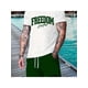 thumbnail image 1 of Conjunto de camiseta y pantalón corto casual FREEDOM para hombre: algodón, corte holgado, manga corta, cuello redondo, estampado, ideal para primavera y verano, para diario | Camiseta con estampado Fr, 1 of 6