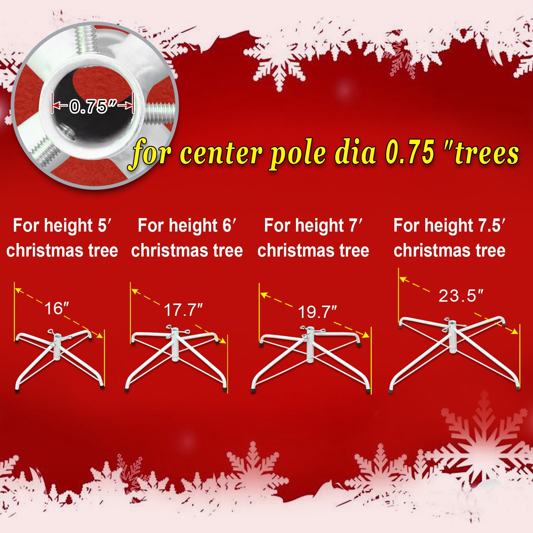 Sunny Steel Base Metal Stand for 5/6/7/7.5ft Christmas Tree Xmas Decor (White, for 7.5ft Tree)
