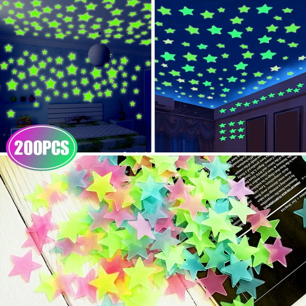 EEEkit 200Pcs Creative Luminous Decorative Star Wall Stickers, Glow in