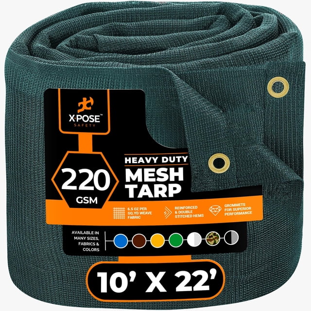 Lona de malla Xpose Safety, resistente, verde, 3 x 7 m, bloqueador solar al 70%