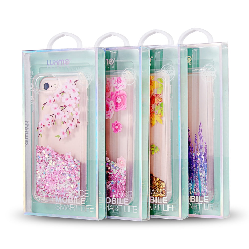 SUMACLIFE Sparkling Waterfall "Cherry Blossoms" Protective Phone Case for Apple iPhone 7 or iPhone 8 (Exact Perfect Fit)