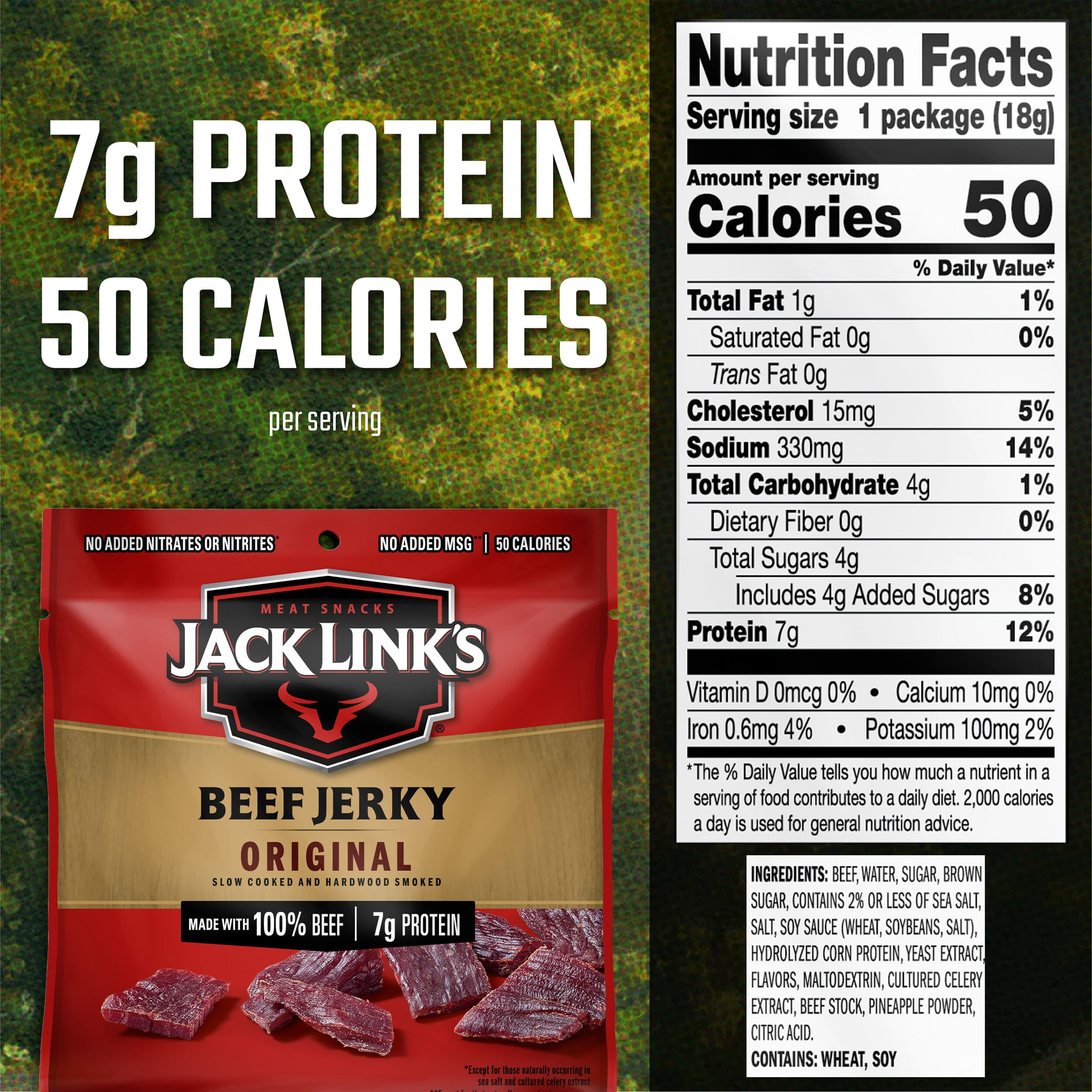Jack Link's Original Beef Jerky, 100% Beef,  20 Pack Of 0.625 oz. Bags, Snack Sized Packs