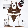 thumbnail image 4 of Sexy Pu Leather Strappy Underwire Garter Belt Lingerie Set, 4 of 5