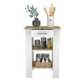 thumbnail image 4 of Treevol Furniture, Kitchen Island 23 Inches Dozza with Single Drawer and Two-Tier Shelves, White / Light Oak Finish, 4 of 8
