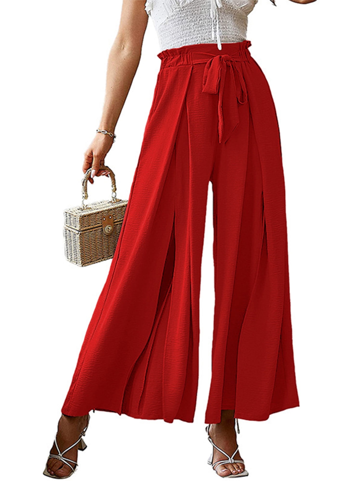 Lumento Summer Flowy Wide Leg Pants For Women Loose Fit Summer Pants