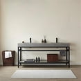 thumbnail image 5 of Funes 72" Double Sink Bathroom Vanity in Matte Black Frame Gray Top No Mirror, 5 of 8
