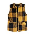 thumbnail image 5 of qolati Womens Fuzzy Fleece Vest Soft Flannel Plaid Sherpa Sleeveless Open Front Jacket Warm Casual Fall Winter Layering Outerwear with Pockets, Size S-2XL, 5 of 9