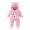 thumbnail image 2 of Mifsaly Girls Boys Baby Fleece Romper Infant Long Sleeve Sherpa Rompers with Cute Animal Bear Embroidery and Zipper Closure Infant Winter Warm Pajamas Clothes, 2 of 9
