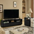 thumbnail image 4 of 63" Mid-Century Modern TV Stand for TVs up to 75", Thick Sturdy Farmhouse Entertainment Cabinet, Media Console for Living Room, Louver Design & Solid Wood Drawers & Outlet Holes, Walnut, 4 of 8