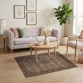 thumbnail image 3 of ODIKA 4'x6' Red Blue Starburst Medallion Design Washable Area Rug Intricate Antiqued -Blend Pattern Stain Resistant, Low Pile, Easy Care for Dorm Room, Small Living, 3 of 7