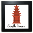 thumbnail image 1 of Corea del sur la torre de ladrillo rojo Mesa de pared con marco cuadrado negro, 1 of 4