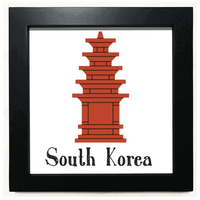 Corea del sur la torre de ladrillo rojo Mesa de pared con marco cuadrado negro