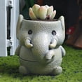 thumbnail image 3 of Cartoon Animal Split Flower Pot Cute Bear Elephant Desktop Potted Resin Ornament, 3 of 12