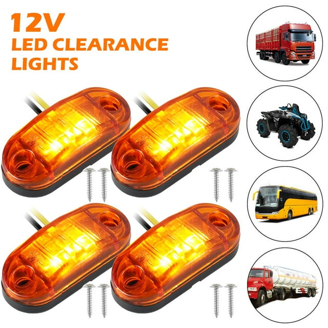 4Pcs LED Clearance Light Side Marker Lamp IP67 Waterproof Rear Side Indicator Marker Light for Truck