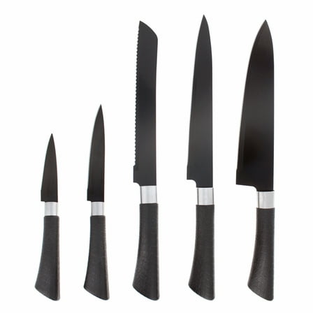 Beille 5pc Black Stainless Steel Knife Set Kitchen Utensils Home Goods