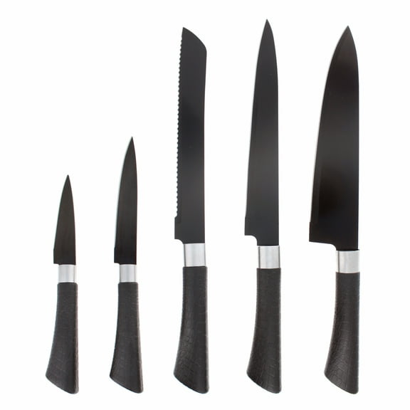 Beille 5pc Black Stainless Steel Knife Set Kitchen Utensils Home Goods