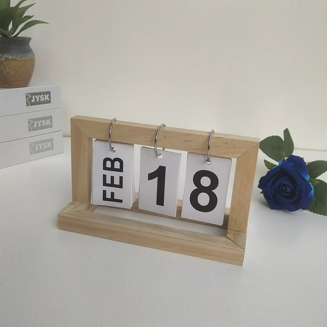 Wooden Desk Calendar Perpetual Calendar Desk Ornament Reusable Standing Calendar With Wooden Frame Flipchart