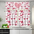 thumbnail image 2 of fihei Pink Heart Valentine''s Day 3PC Blackout Window Curtain Set 2 Tier +1 Valance for Kitchen, Living Room,Thermal Insulated,Room Darkening, Rod Pocket Top Panel Drape, 2 of 4