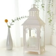 thumbnail image 3 of Decorative Large Outdoor Candle Lantern, Metal Candle Holder, Decorative Candle Lantern with Tempered Glass (White), 3 of 10