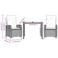 thumbnail image 4 of vidaXL 3 Piece Garden Dining Set with Cushions Grey Poly Rattan, 4 of 5