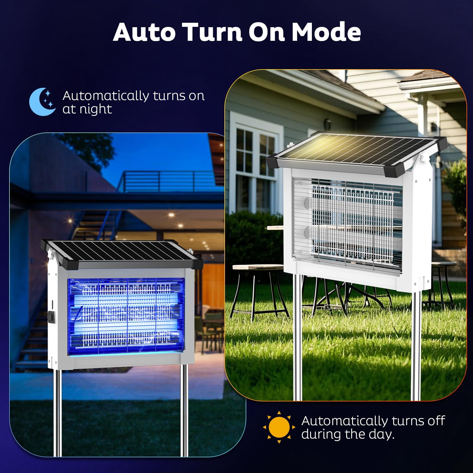 Solar Zapper Outdoor  Mosquito Waterproof Electric Fly Rechargeable Killer Lamp With 10w Panel 4500v Cordless For Backyard Patio Garden Rv Camping