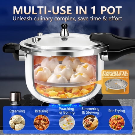 8-in-1 Stainless Steel Pressure Cooker 4 Quart with 8 Safety Features Fast Even Cooking for Healthy Meals