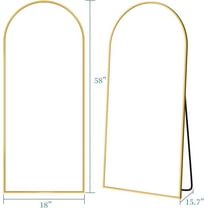 Full Length Mirror with Stand, 58x18 Arched Aluminum Frame Floor Mirror for Bedroom Living Room Entryway Gold