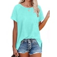 thumbnail image 1 of T-shirts pour Femmes à Manches Courtes, Col Ras du Cou, T-Shirts Unis Basiques, 1 of 5