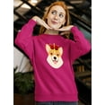 thumbnail image 2 of Royal Corgi Smiling Royal Crown Sweatshirt Women -Image by Shutterstock, Female Large, 2 of 4
