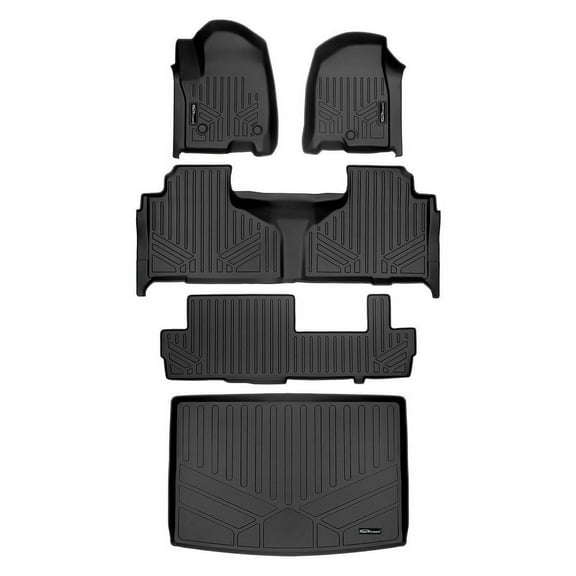 SMARTLINER 3 Row Floor Mats & Cargo Liner Behind 3rd Row Set Compatible With 2021-2025 Suburban/Yukon XL w/ 2nd Row Bench Seat