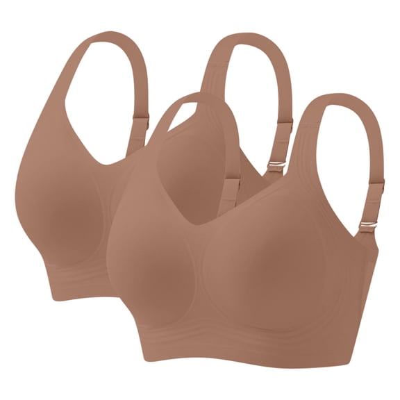 Wowcloth 2-Piece Women's Yoga Sports Bra, Push-Up Wire-Free Comfortable and Soft for Exercise and Daily Use, Cream Color T-Shirt Bra