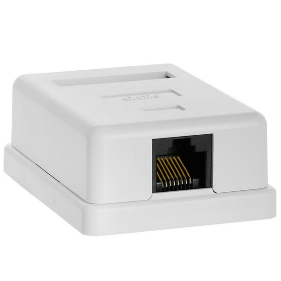 Cmple - 1 Port Cat6 Surface Mount Box, RJ45 Cat6 Single Port Surface Mount Box for Ethernet Cables, Screws and Double-Side Tape Included, Easy Mount – White