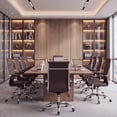 thumbnail image 3 of Vyrox Modern Office Chair, Mid-Back Faux Leather Swivel Reception & Conference Chair， Ergonomic Swivel Chair with Arms, Brown, 3 of 7