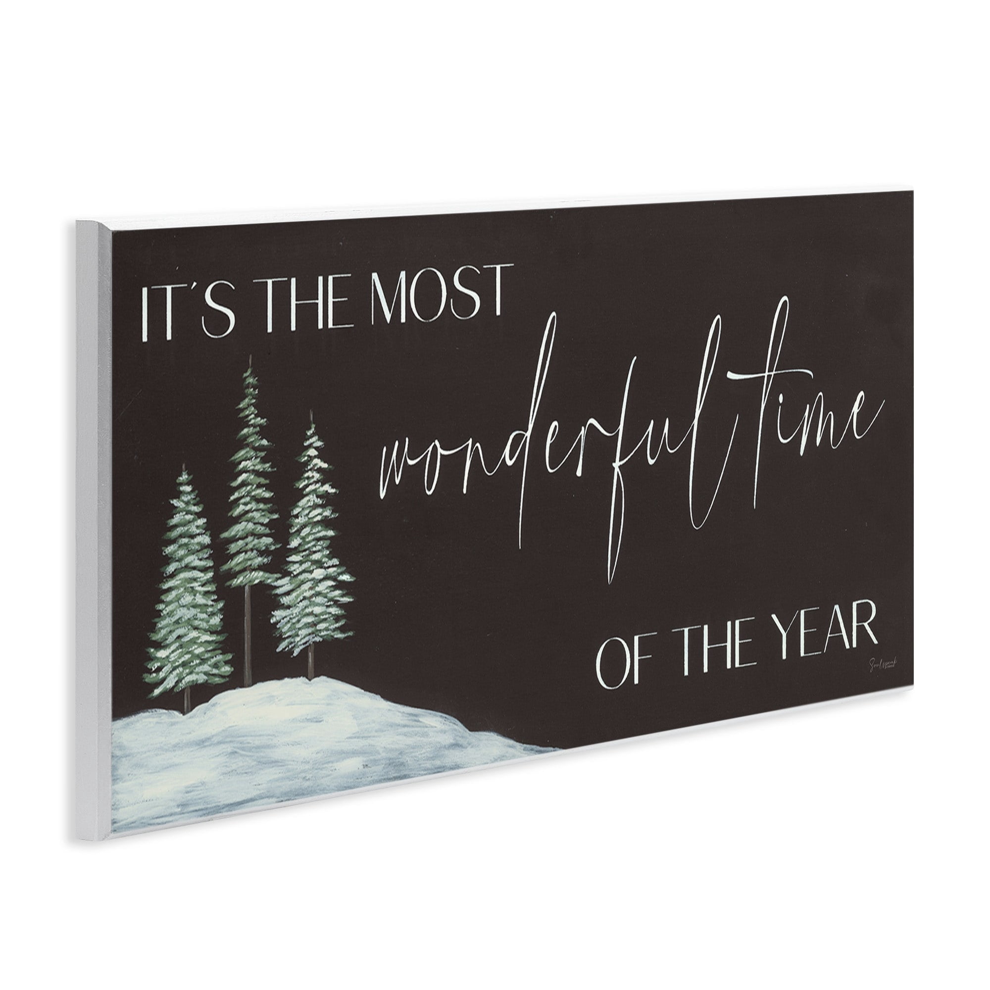 Most Wonderful Time Holiday Phrase Snowfield Trees Inspirational Graphic Art Unframed Art Print Wall Art