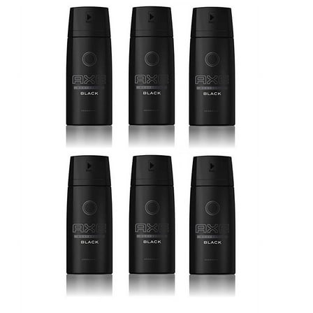 Axe Mens Deodorant, Body Spray, Black, Fragrance, 150ml, 5.07oz, 6Pack