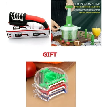 EASY KOOK Combo Kitchen Knife Sharpener,Three-Stage Lightweight Fast Knife Sharpeners for Kitchen Knives   Hand Chopper Manual Food    GIFT